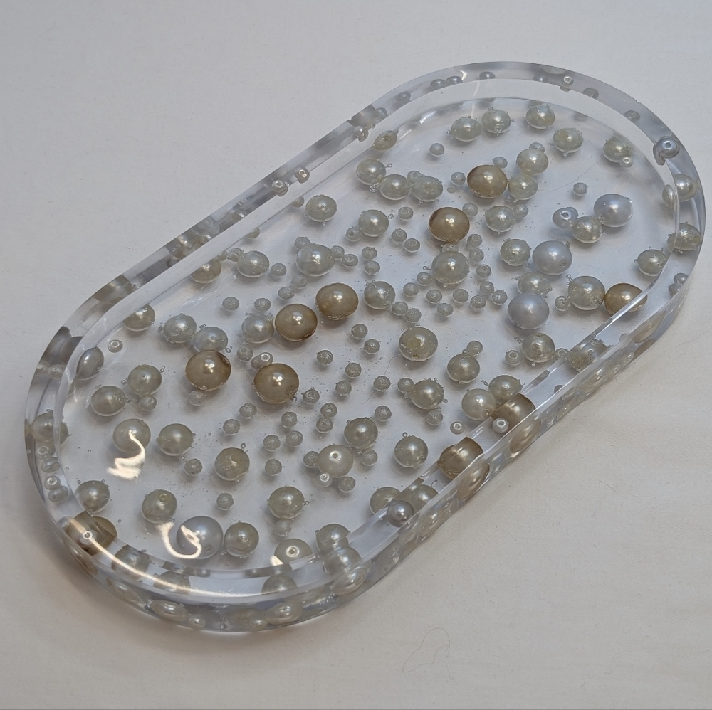 Handmade Vintage Pearl Jewelry Tray - Decorative Vanity Storage
